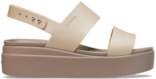 Crocs Women's Brooklyn  Metallic Champagne Low Wedge  Sandal